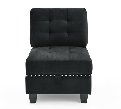 U shape Modular Sectional Sofa,DIY Combination,includes Two Single Chair ,Two Corner and Two Ottoman,Black Velvet.