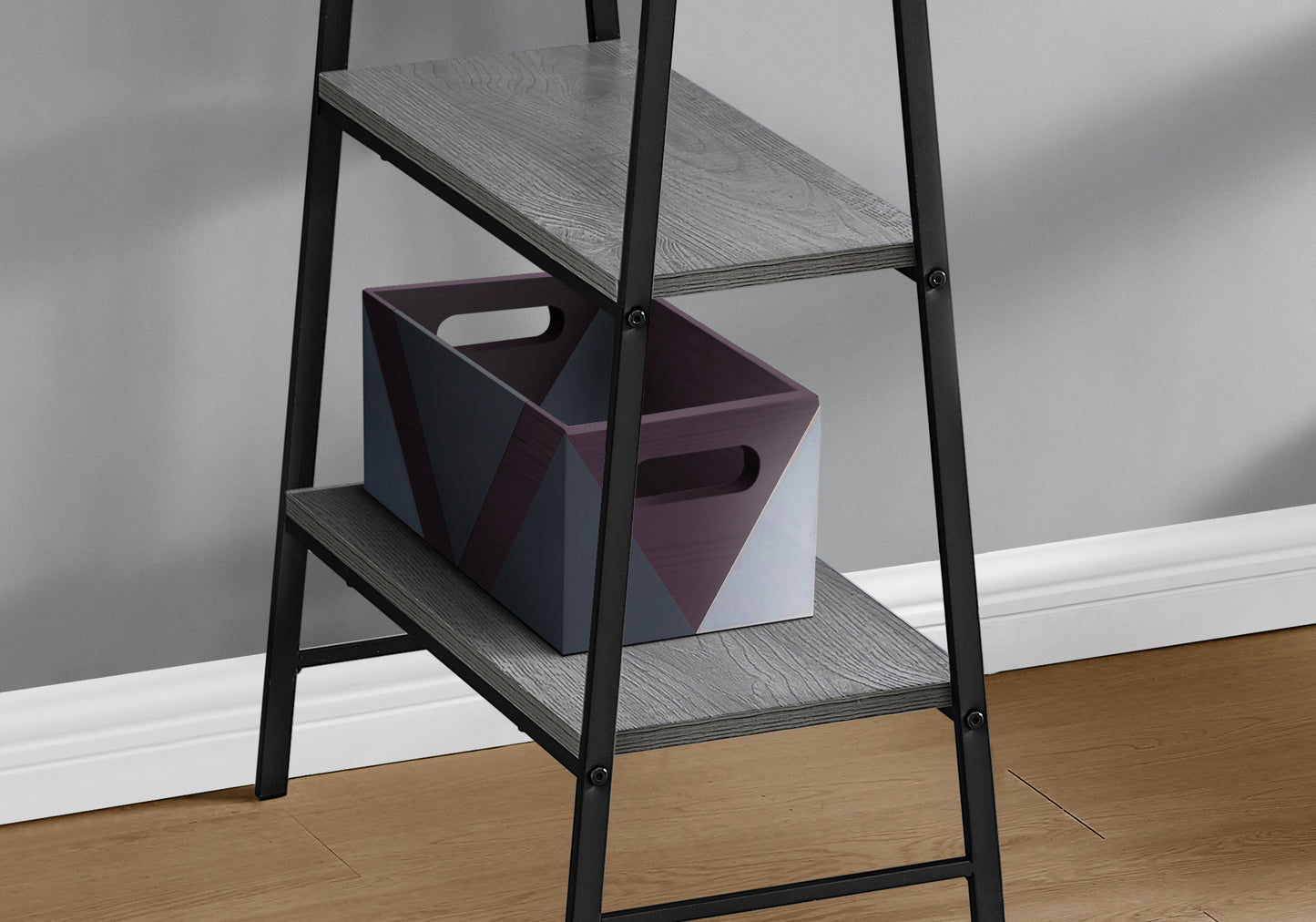 Computer Desk, Home Office, Laptop, Storage Shelves, 48"l, Work, Grey Laminate, Black Metal, Contemporary, Modern