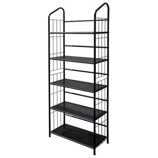 64" Tall 5-Tier Corner Metal Bookcase / Book Shelf, Black finish