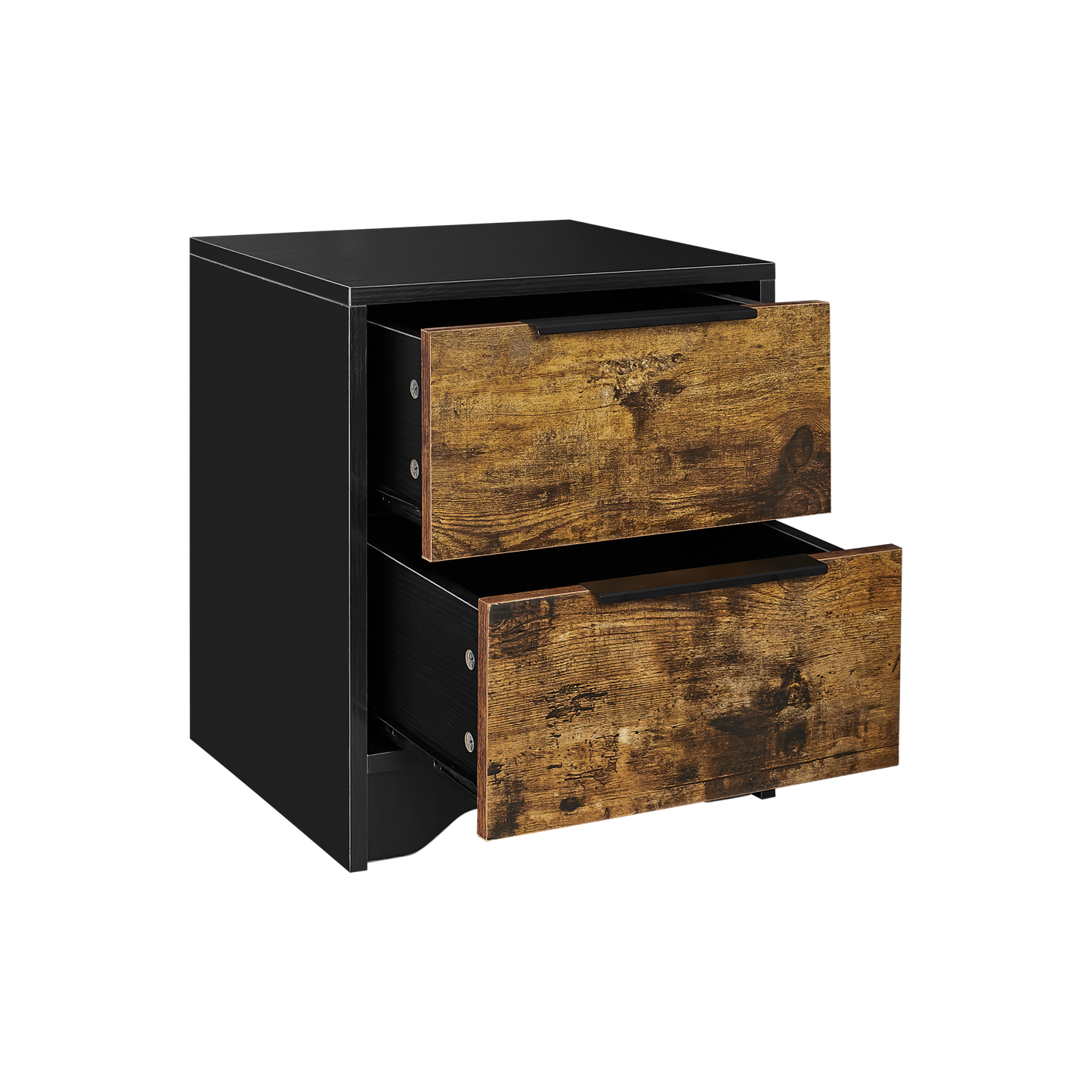 Black Wooden Nightstand with Two Drawers for Bedrooms and Other Places.