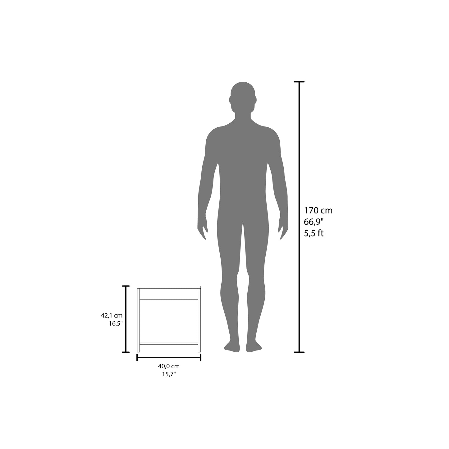 Chroma 16.5" Tall Minimalistic Nightstand with open shelf