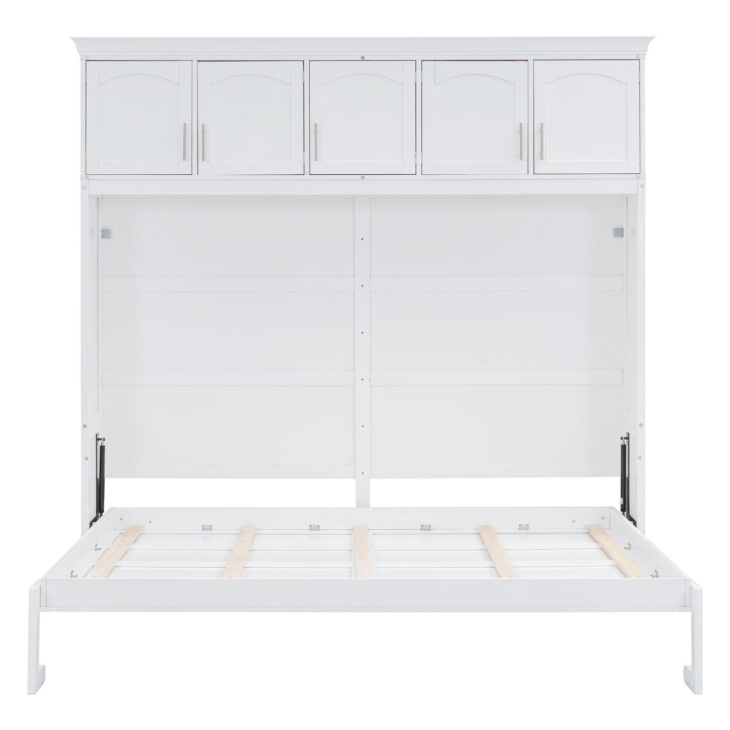 Full Size Murphy Bed Wall Bed with Top Cabinets,White