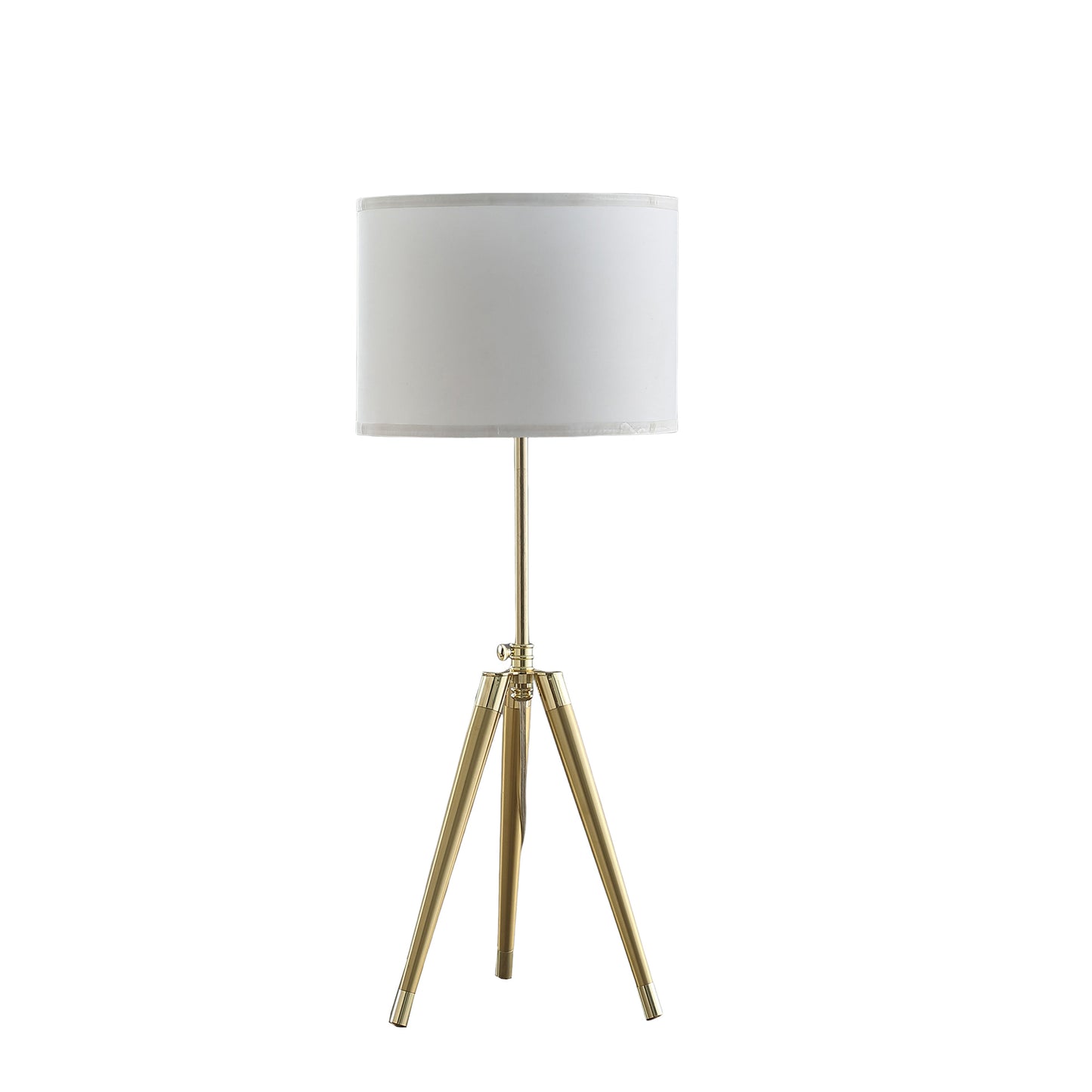 35.5" - 25.75"H Adjustable Hieght Brass/Shiny Gold Modern Tripod Table Lamp for Living Room, Nightstand Bedside Table Lamp for Bedroom, LED Lamp