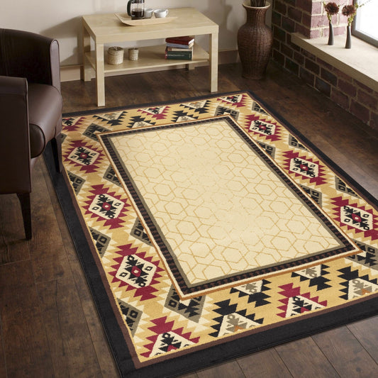 Tribes GC_YLS4007 Cream 5 ft. 3 in. x 7 ft. 3 in. Southwest Area Rug