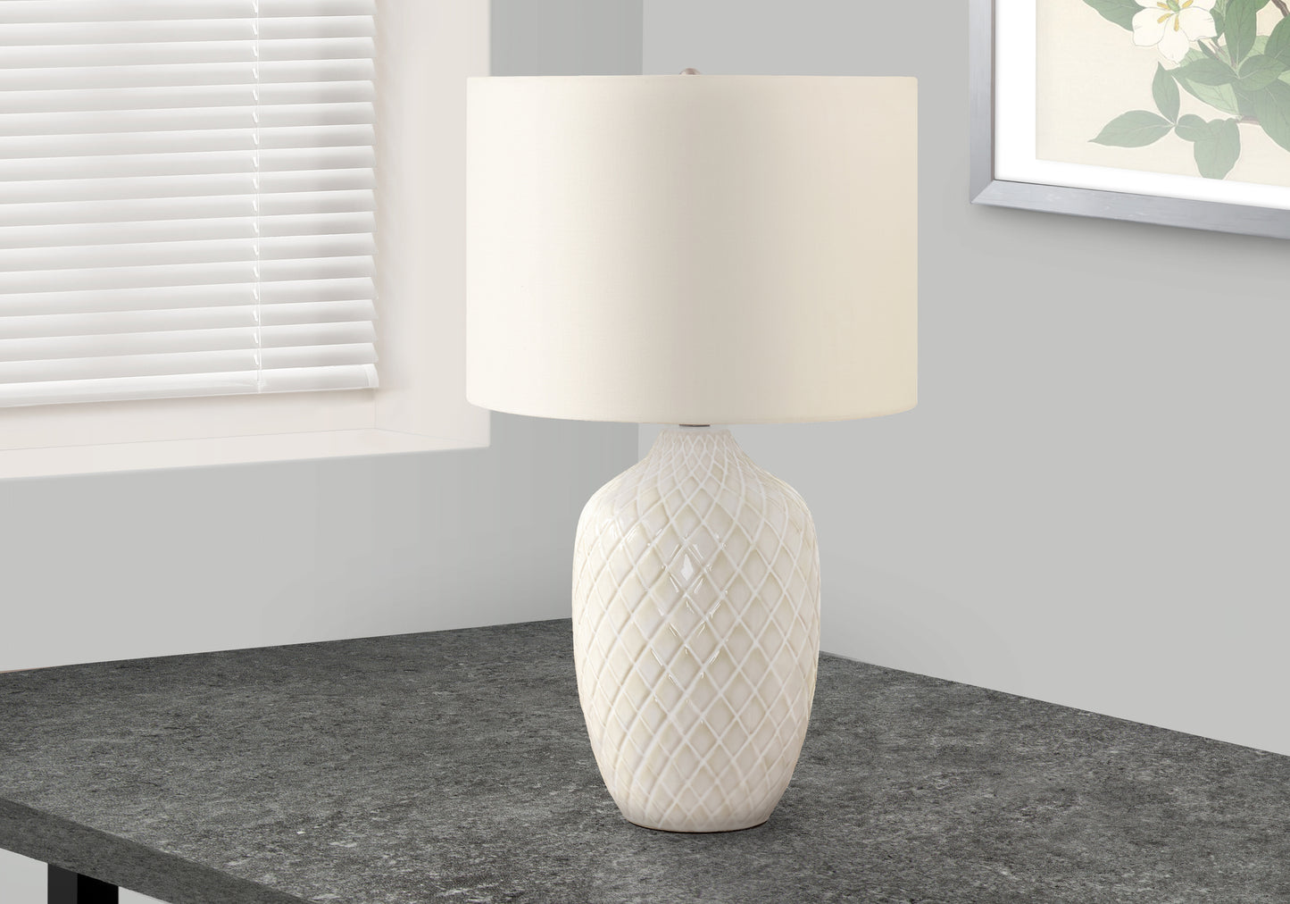 Lighting, 25"h, Table Lamp, Cream Ceramic, Ivory / Cream Shade, Transitional