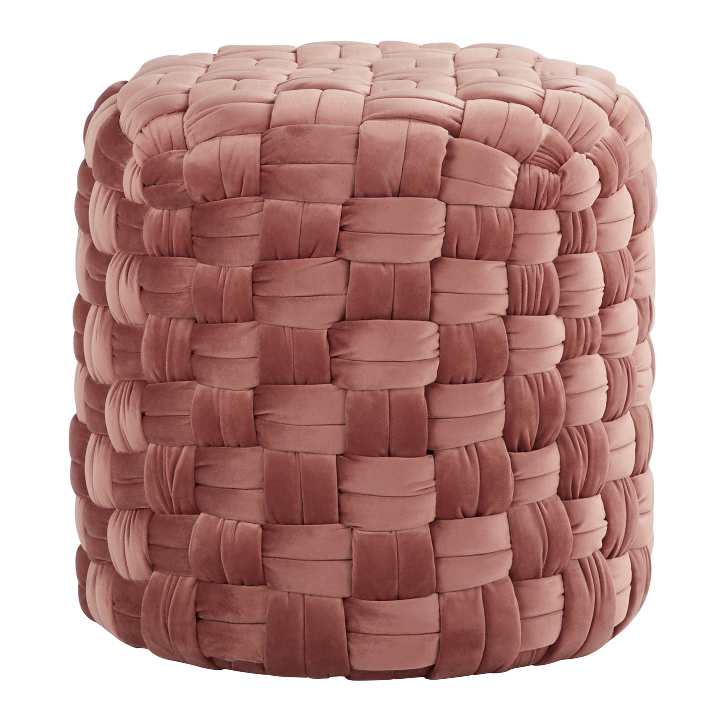 Braided Round 16' Ottoman in Blush Pink Velvet by LumiSource