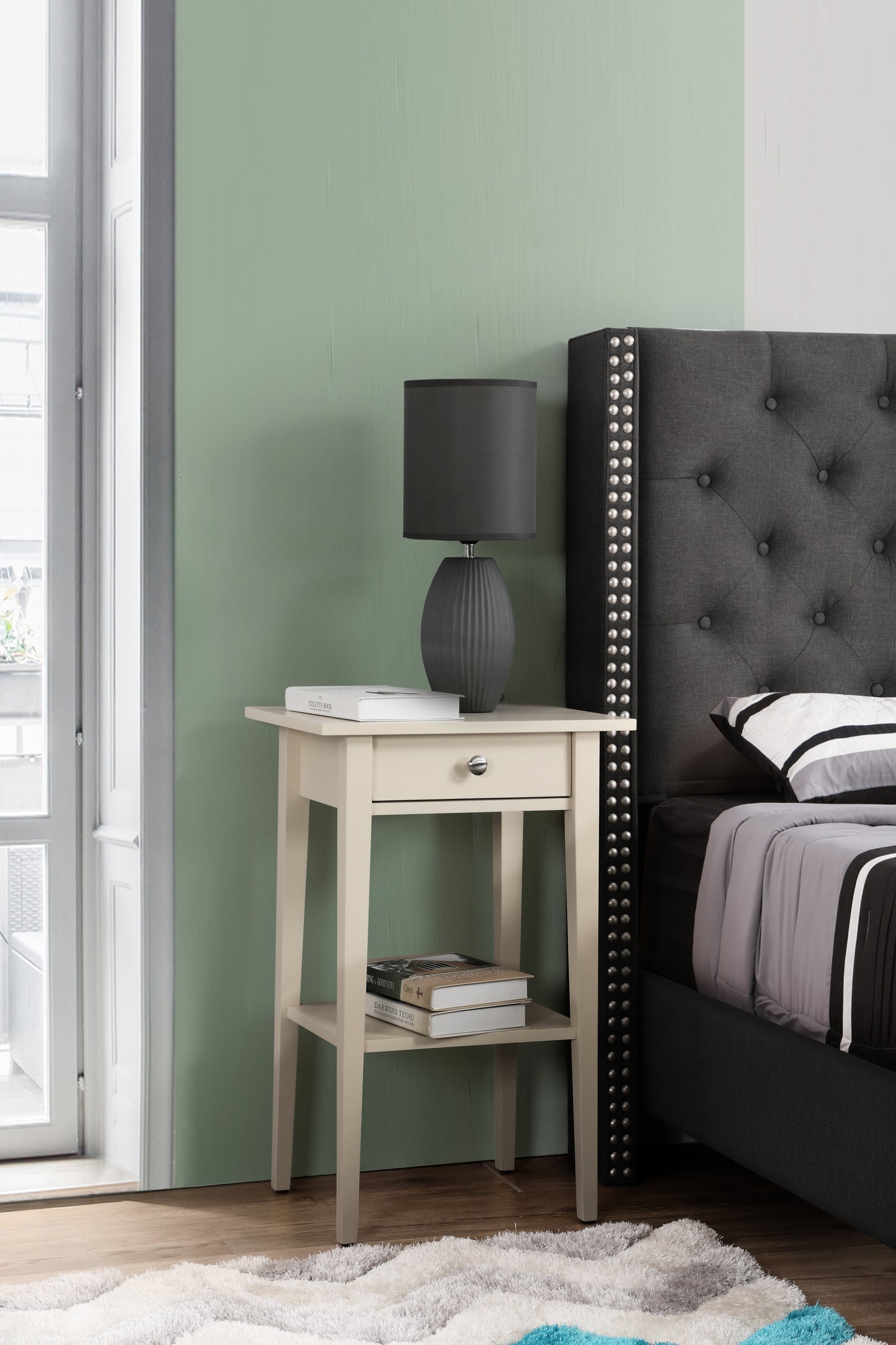 Sleek Contemporary Nightstand In Beige
