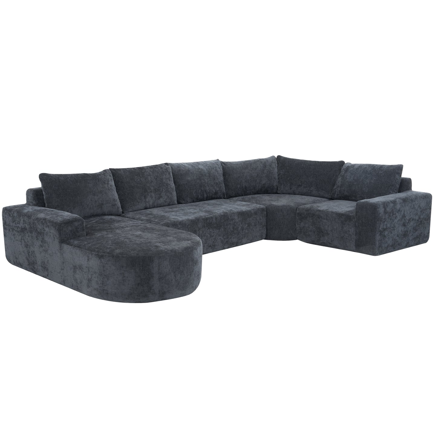 141.7" Oversized Modular Sofa Cloud Sectional Sofa Set Upholstered Couches U-shaped Sofa with Deep Seat for Living Room, Grey
