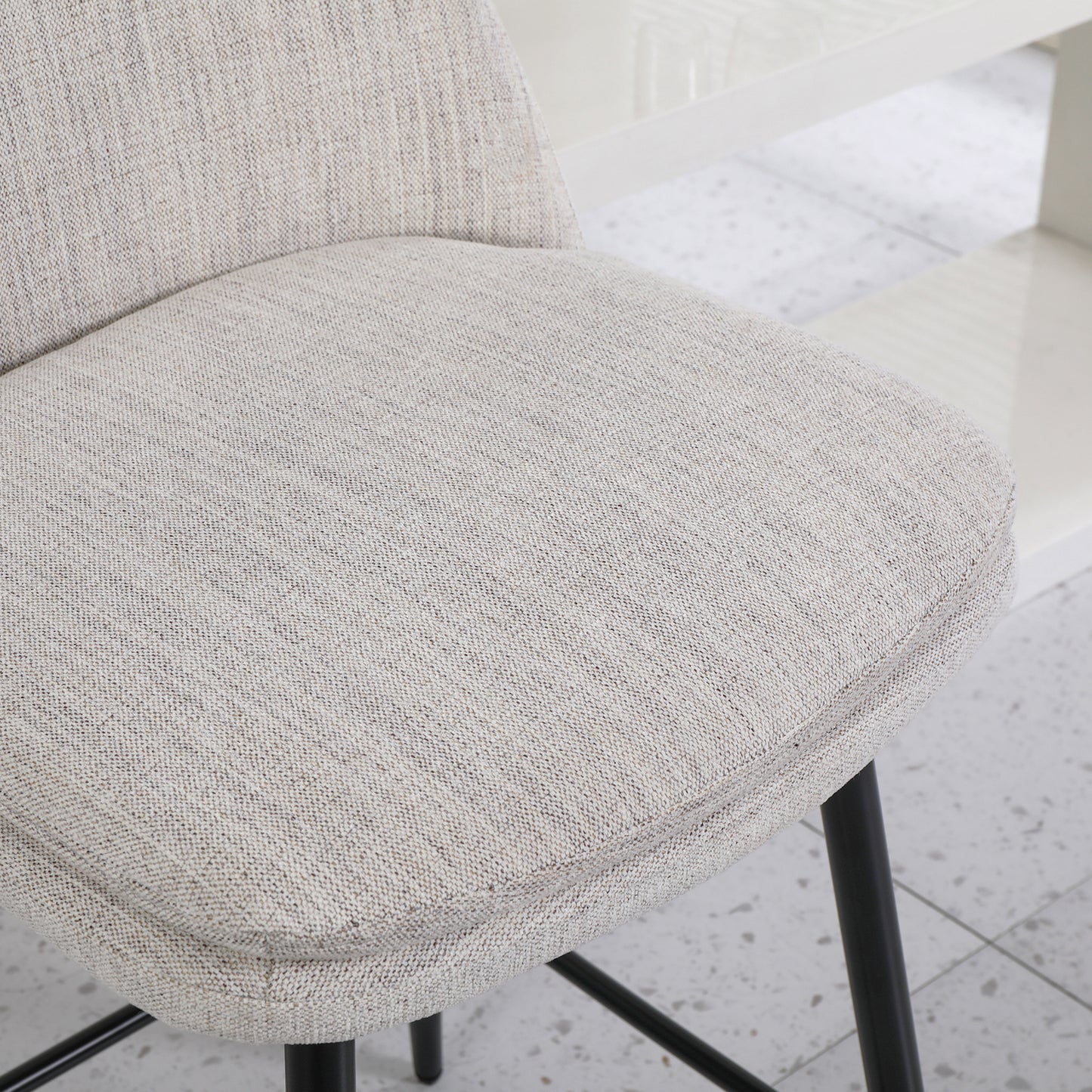 Counter Height Swivel Bar Stools Set of 2, 360° Swivel Upholstered Barstools with Back and Metal Legs, 25.6" Seat Height,Counter Stools for Kitchen Island and Pub,Linen Cloth,Off White Linen.