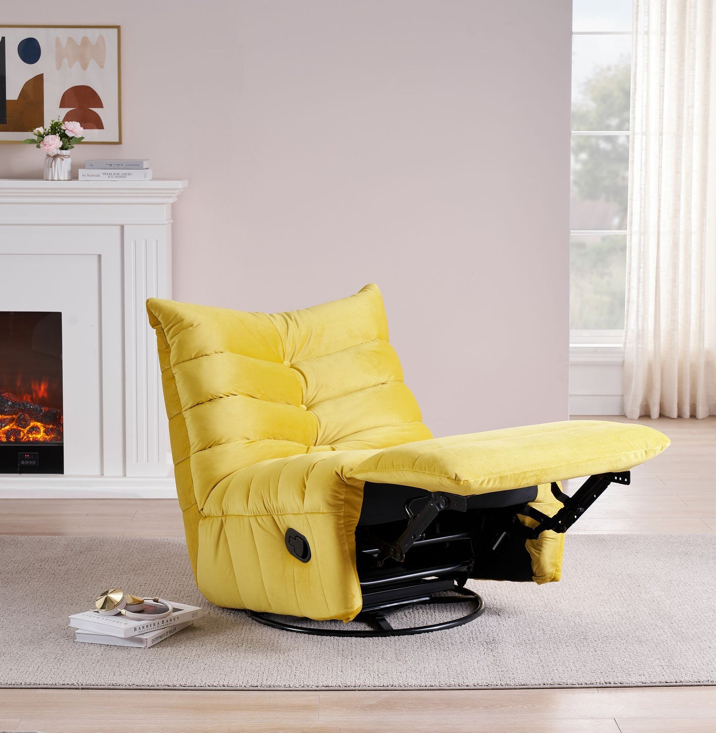 Lazy Chair , Rotatable Modern Lounge with a Side Pocket, Leisure Upholstered Sofa Chair , Reading Chair for Small Space