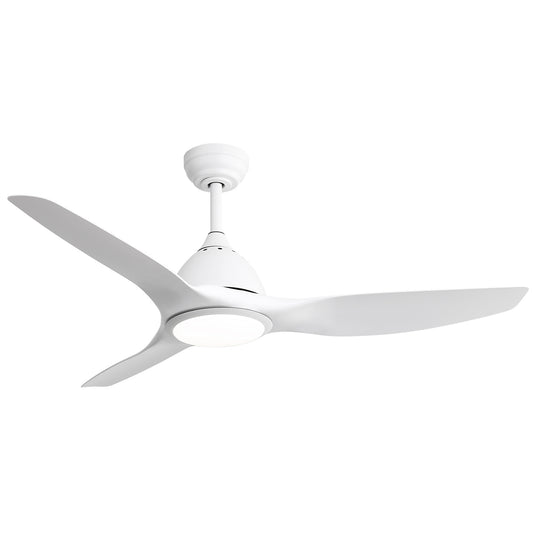 52 Inch Ceiling Fan with Light and 6-speed Remote Control 3 ABS Fan Blades White for Bredoom Patio