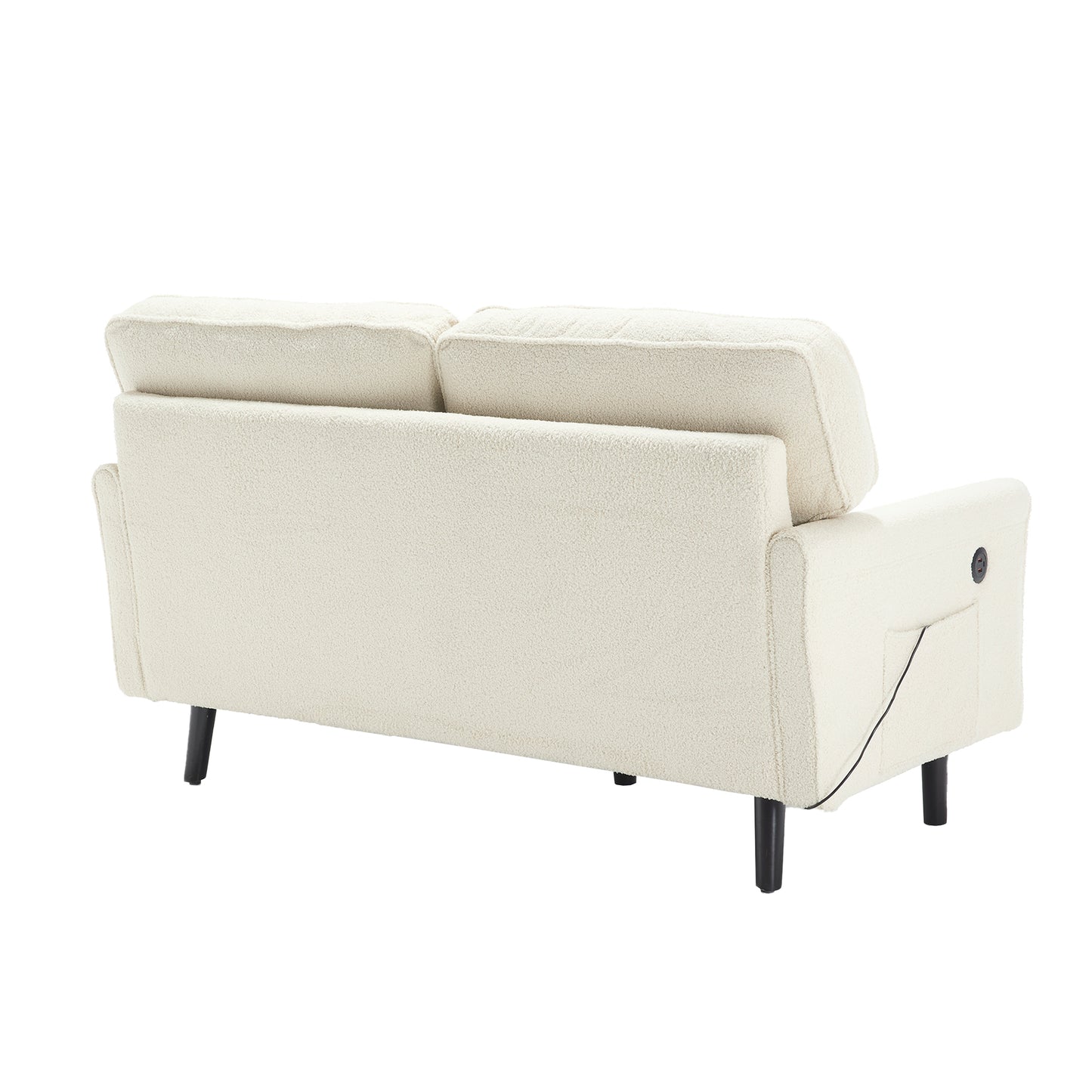 COOLMORE Loveseat Sofa, Mid Century Modern Love Seat, 2 Seater Sofa Couches for Living Room, Small Couch with USB & Removable Pillow Cover, Comfy Couch for Bedroom, Apartment (Beige)