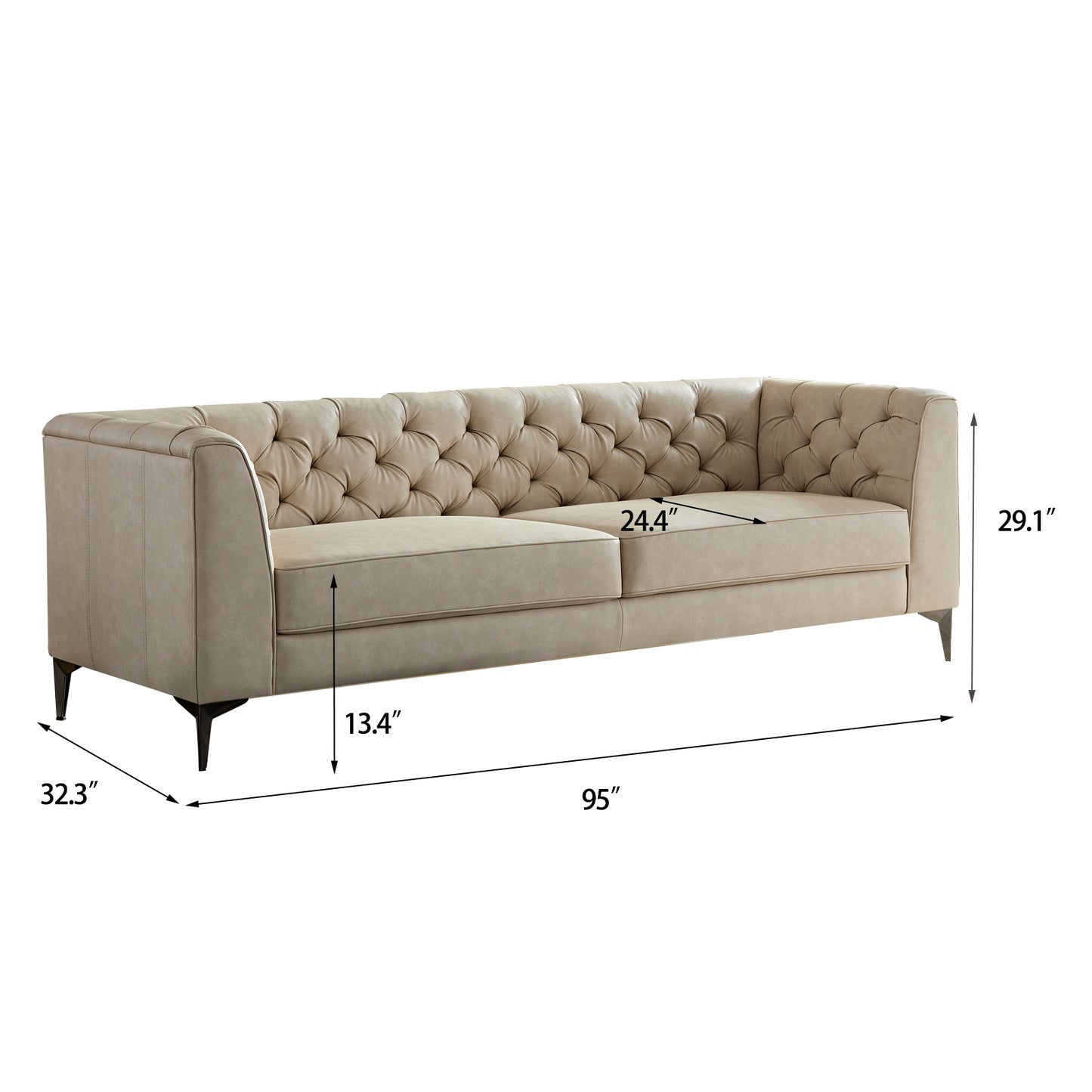 WKS5G Elegant beige leather main color, the sofa presents a calm and elegant appearance