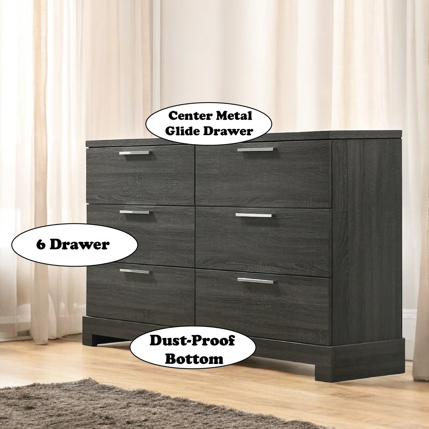 Lantha Gray Oak Finish Dresser