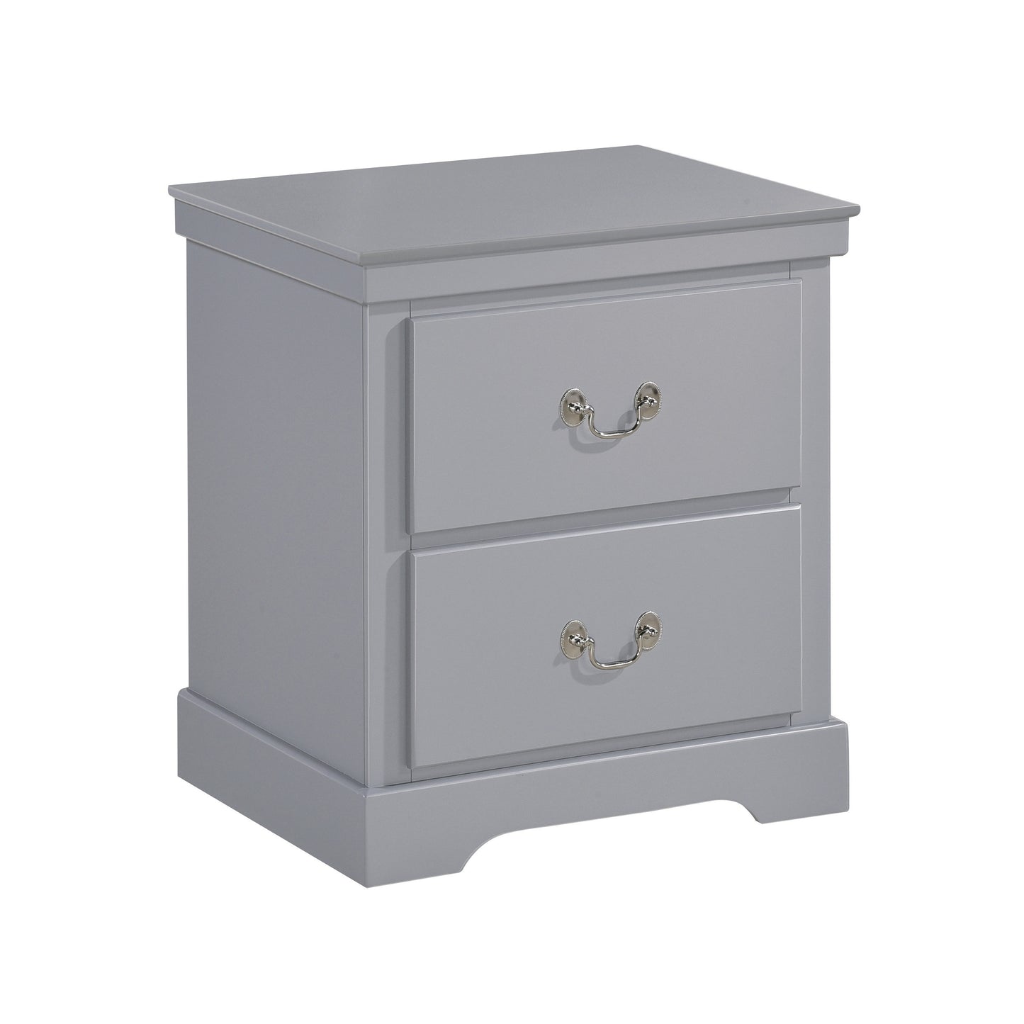 1pc Classic Traditional 2 Drawers Nightstand Gray Finish Bedroom Furniture Wooden Bedside Table Cabinet