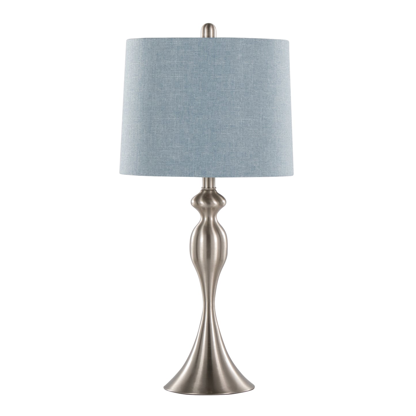 Ashland 27" Contemporary Metal Table Lamp in Brushed Nickel with Light Blue Linen Shade from Grandview Gallery by LumiSource - Set of 2