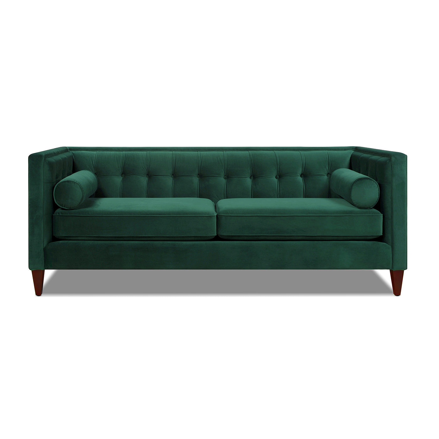 Jack 84" Modern Tuxedo Tufted Sofa, Evergreen Velvet