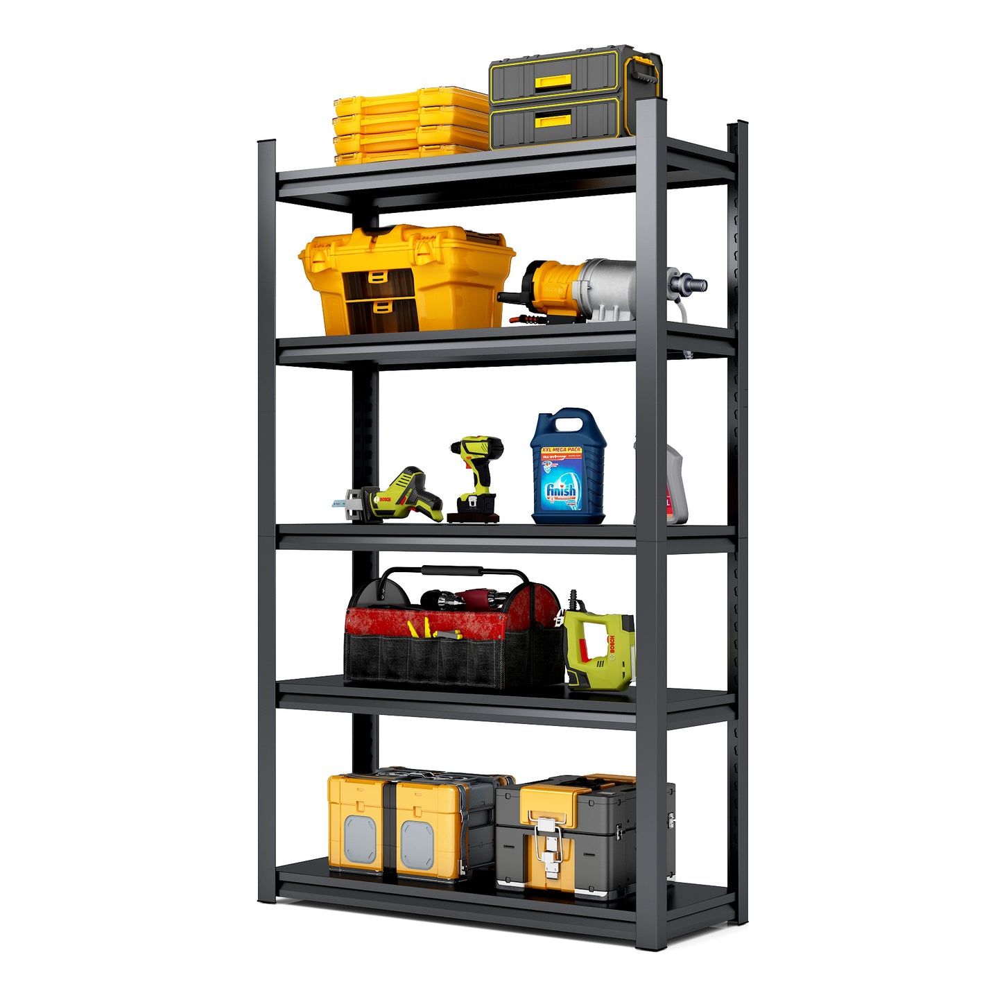 78"H  5 Tier Metal Shelves for Storage Garage Shelving 2000LBS Heavy Duty Storage Shelves Adjustable Garage Shelf Industrial Shelving Unit Storage Utility Rack,47.2"W*18"D*78"H,Black