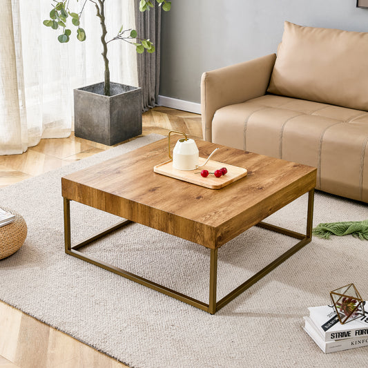 Modern rectangular coffee table, dining table. MDF desktop with metal legs. Suitable for restaurants and living rooms. The size :31.5"*31.5"*14.37"