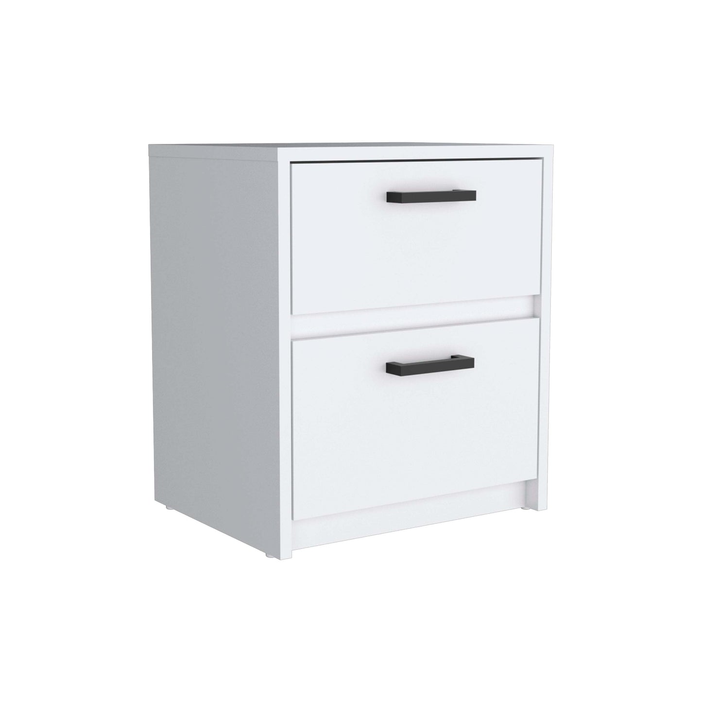 Nightstand 18"H , 2 Drawers with Metal Handles, White