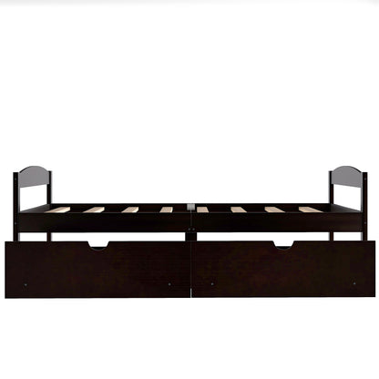 Twin size platform bed, with two drawers, espresso