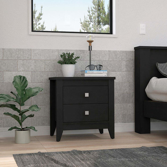 Nightstand 24"H, Two Drawers, Four Legs, Superior Top, Black