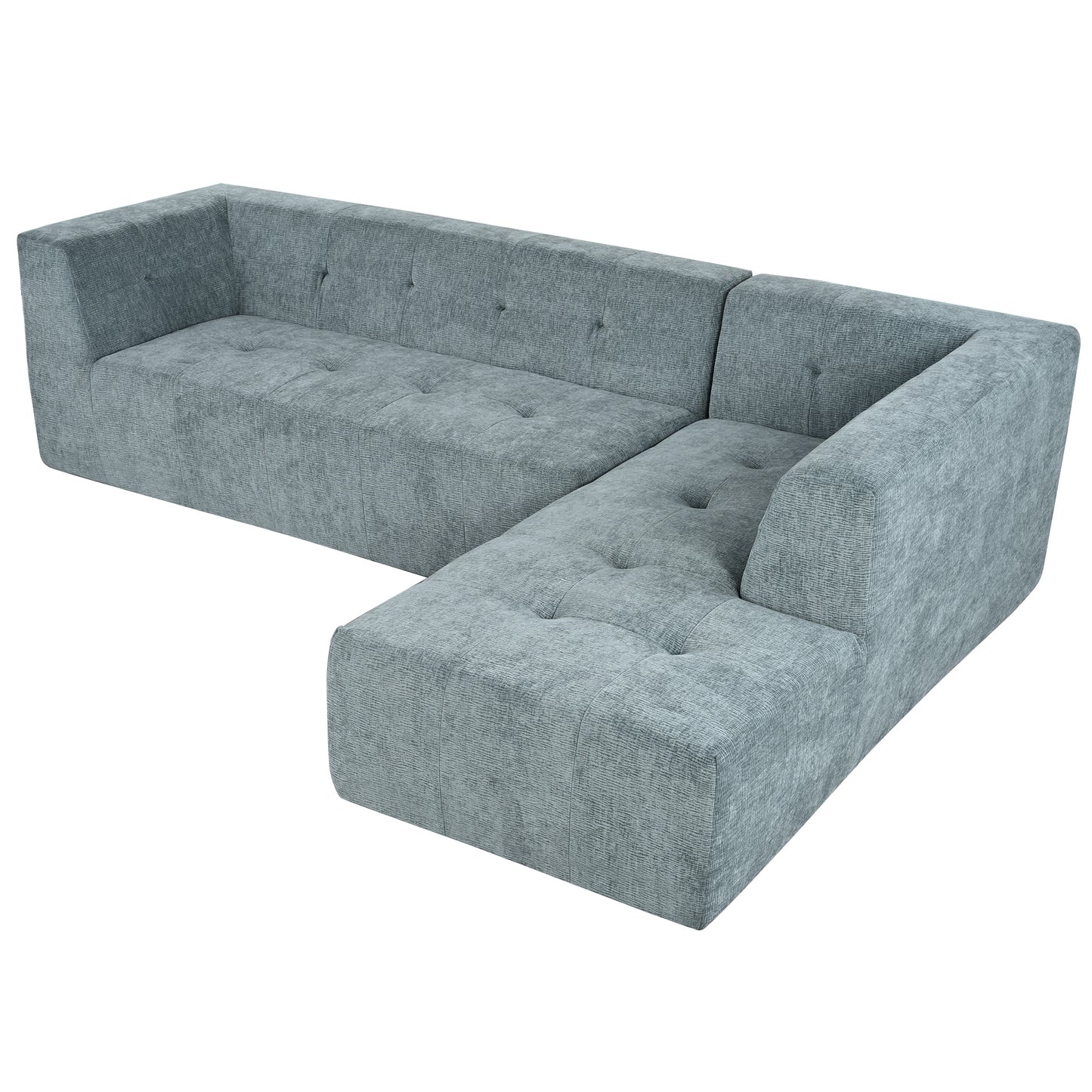 112.2*74" Modular Modular Combination Living Room Sofa Set, Modern Minimalist Sofa, Living Room Upholstered Sofa Bed, Bedroom, 2pcs Computer Free Combination, L-Shaped,Blue Gray