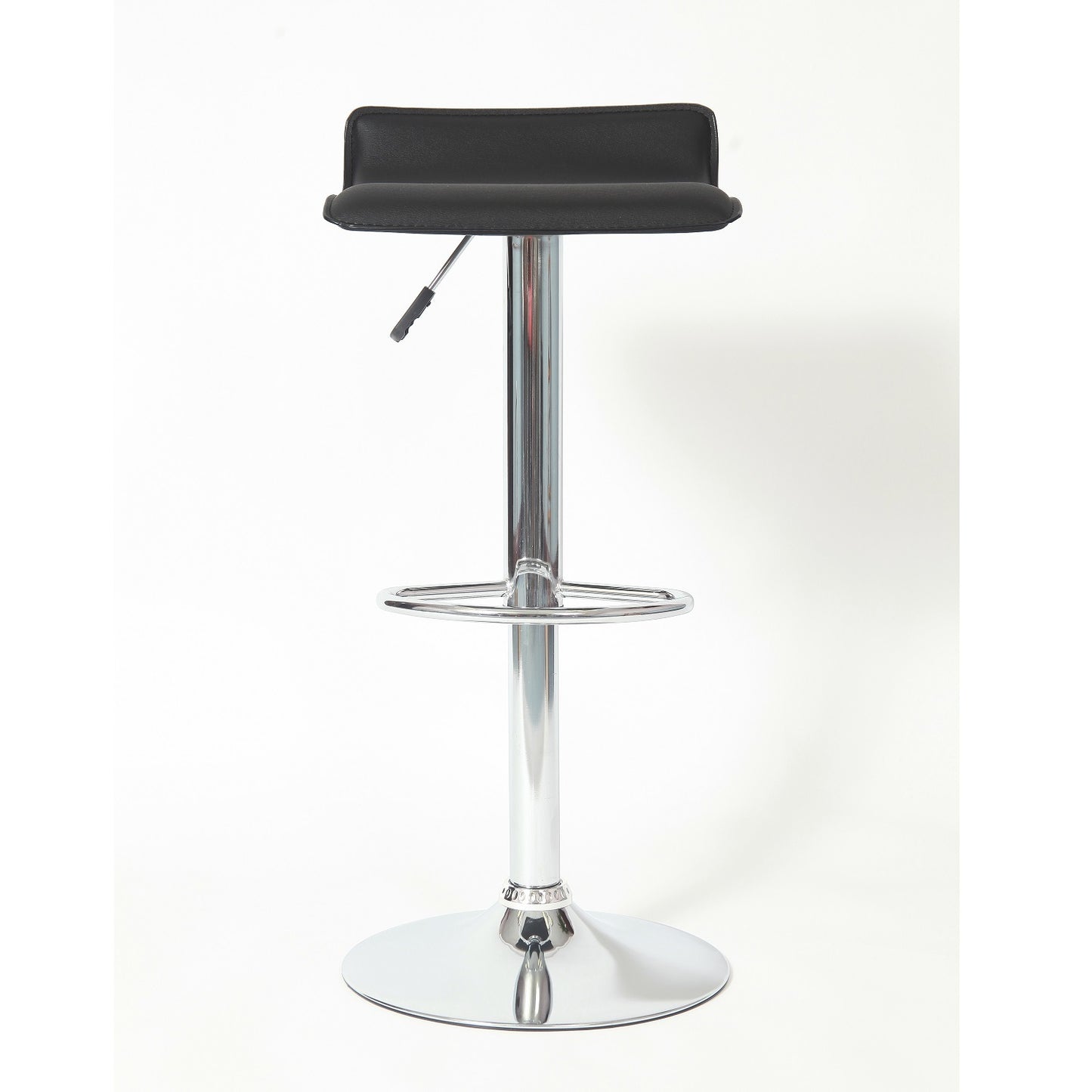 Contemporary Chrome Air Lift Adjustable Swivel Stools with Black Seat, Set of 2