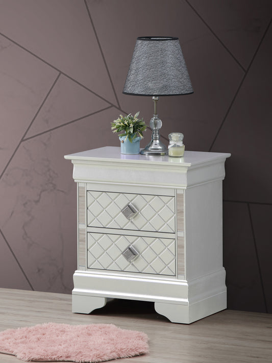 Sleek Silver Champagne Nightstand