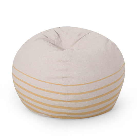 Bohemio 5 Foot Rounded Bean Bag,  Natural Color / Striped Yellow