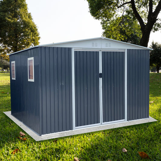 Outdoor Storage Garden Shed 12FTx10FT Apex Roof Grey With 4 windows and Aluminum alloy frame