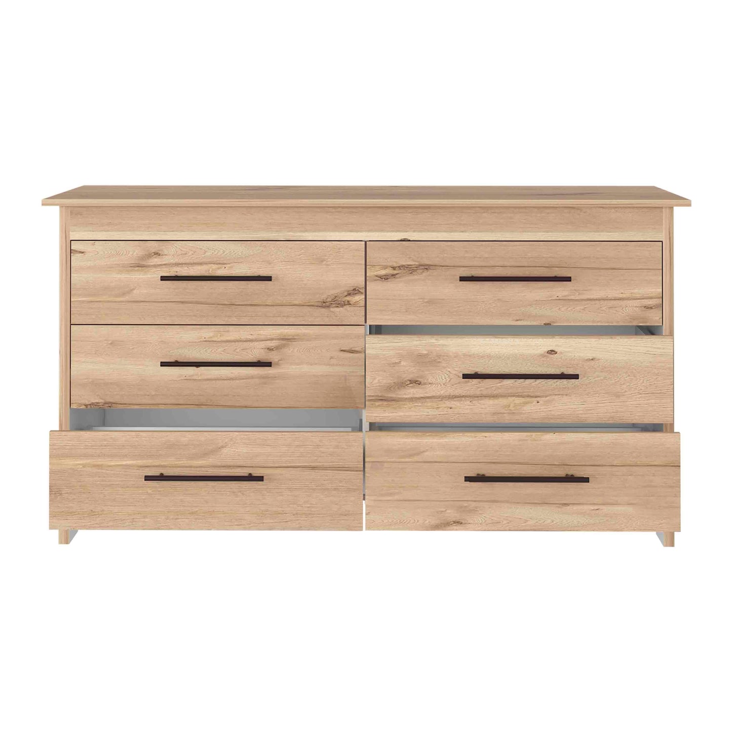 Double Dresser, 6 Drawer, Superior Top, Light Oak / White