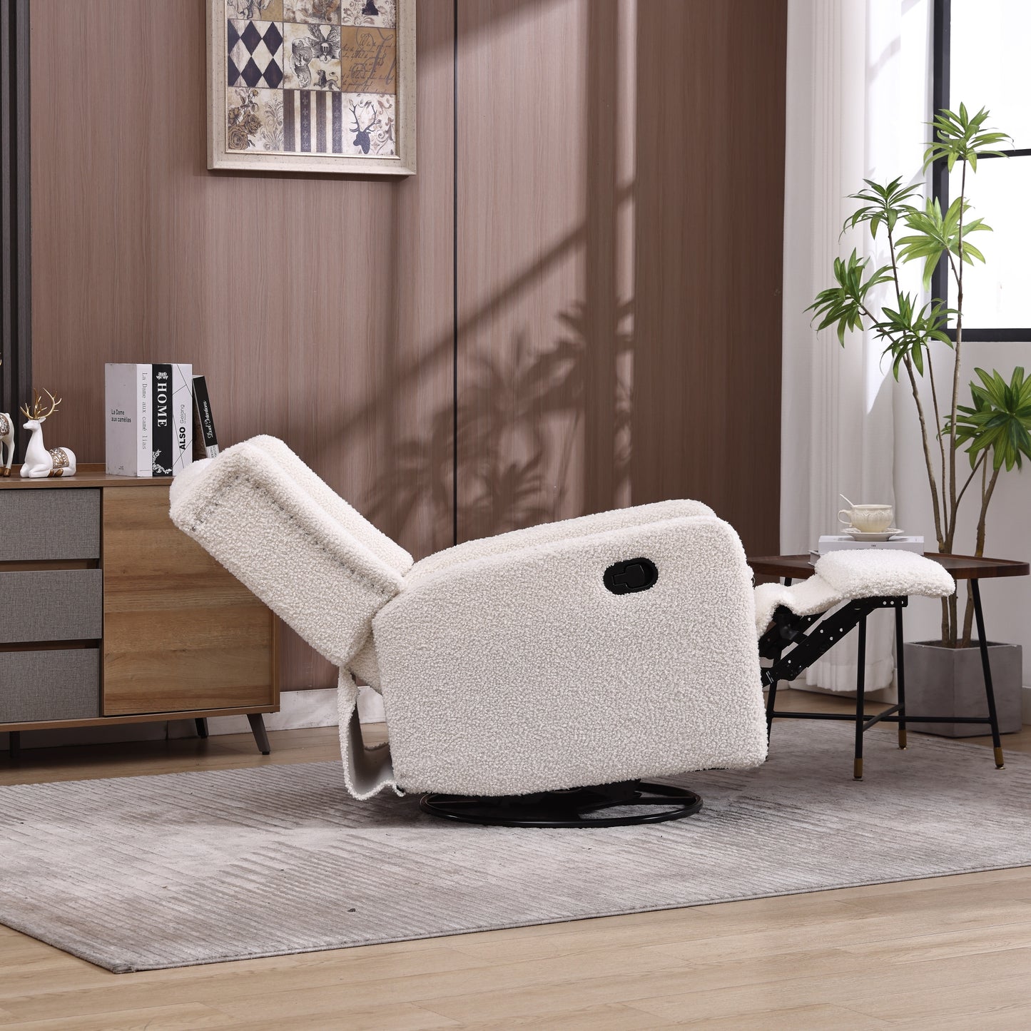 COOLMORE Rocking Recliner Chair,360 Degree Swivel Nursery Rocking Chair,Glider Chair,Modern Small Rocking Swivel Recliner Chair for Bedroom,Living Room Chair Home Theater Seat (White Teddy)