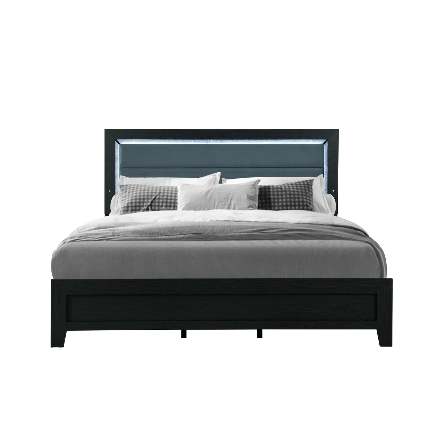 CARLOS BLACK QUEEN BED WITH LED