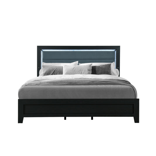 CARLOS BLACK QUEEN BED WITH LED
