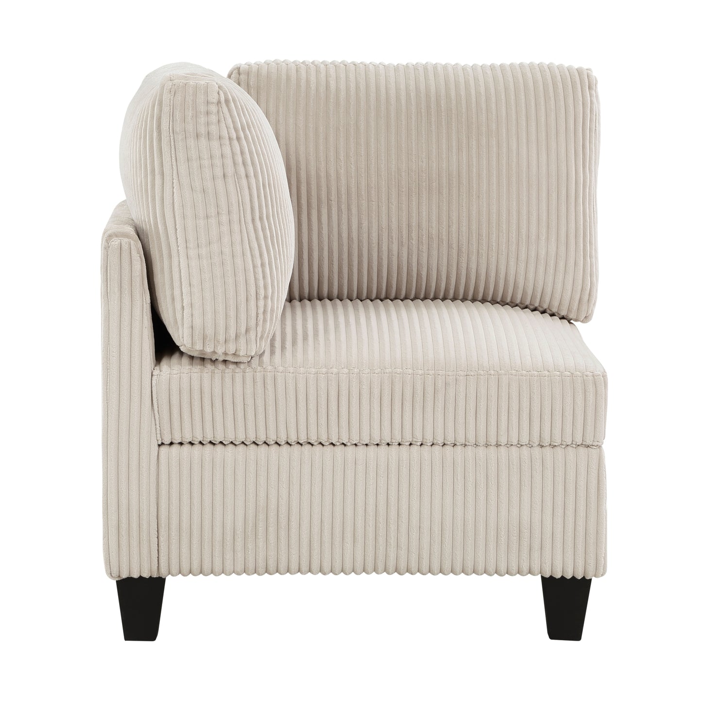 6-Piece Modular Sectional with Storage Seats, Side Pockets, Charging Ports Beige Corduroy Fabric Modern Living Room Sectional Couch Solid Wood Furniture