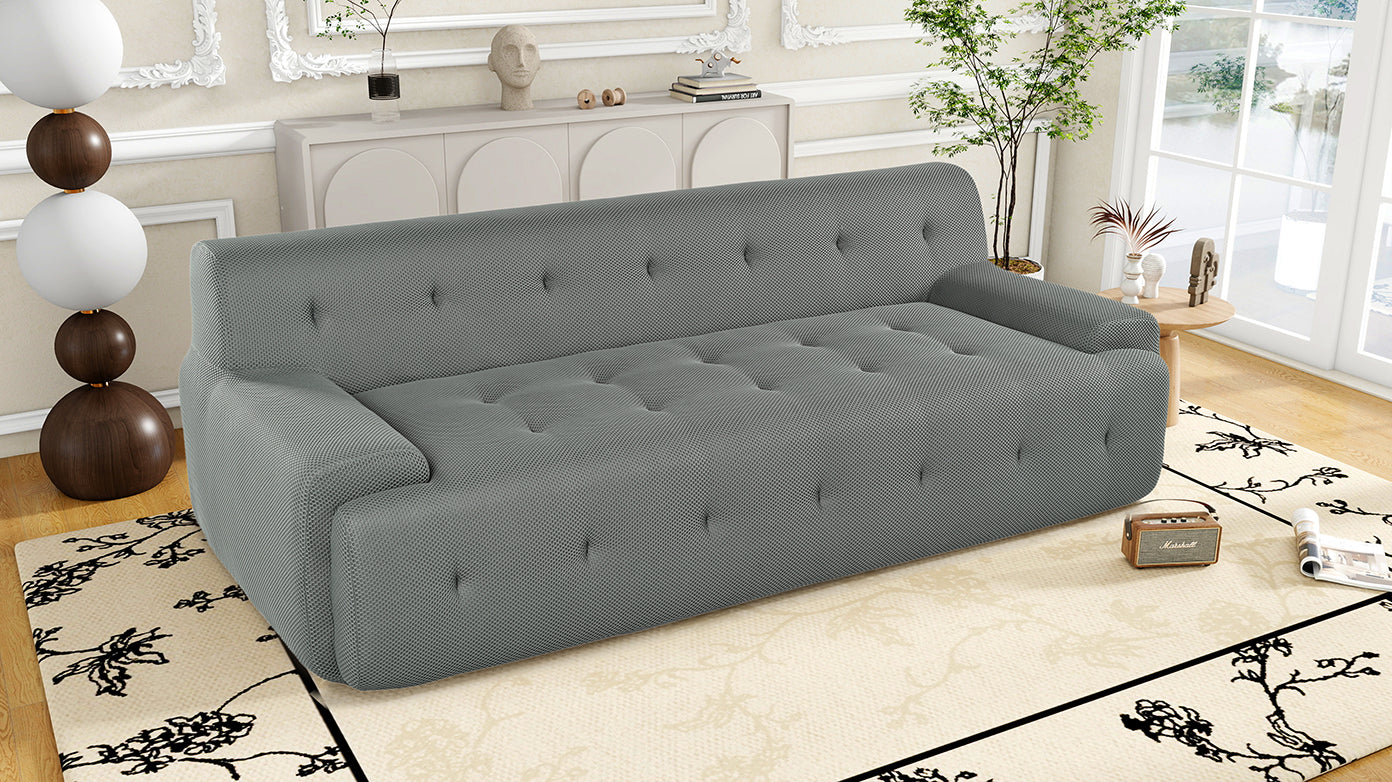 U_Style 86.2'' Modern Minimalist Style Tufted Design Upholstered Sofa, 3-Seat Modular Lounge Sofa for Living Room, Bedroom, and Apartment