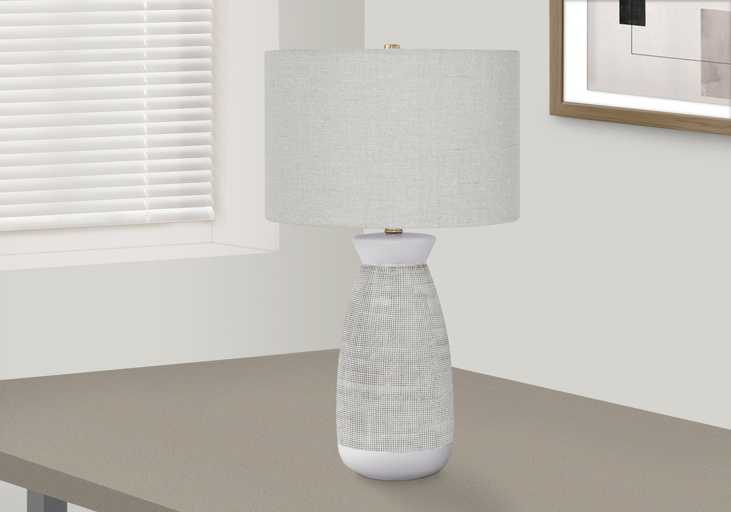 Lighting, 27"h, Table Lamp, Grey Ceramic, Grey Shade, Contemporary