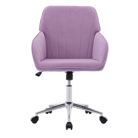 TY Ergonomic Swivel Office Chair, Comfortable Backrest Seat, Lilac Velvet, Adjustable for Home and Bedroom