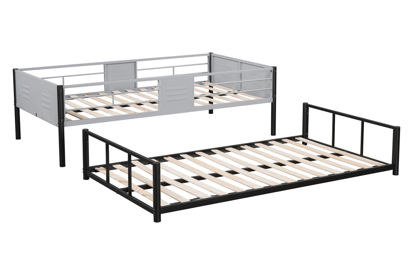 Metal Twin over Twin Bunk Bed with Vent Board/ Heavy-duty Sturdy Metal/ Noise Reduced/ Safety Guardrail/ CPC Certified