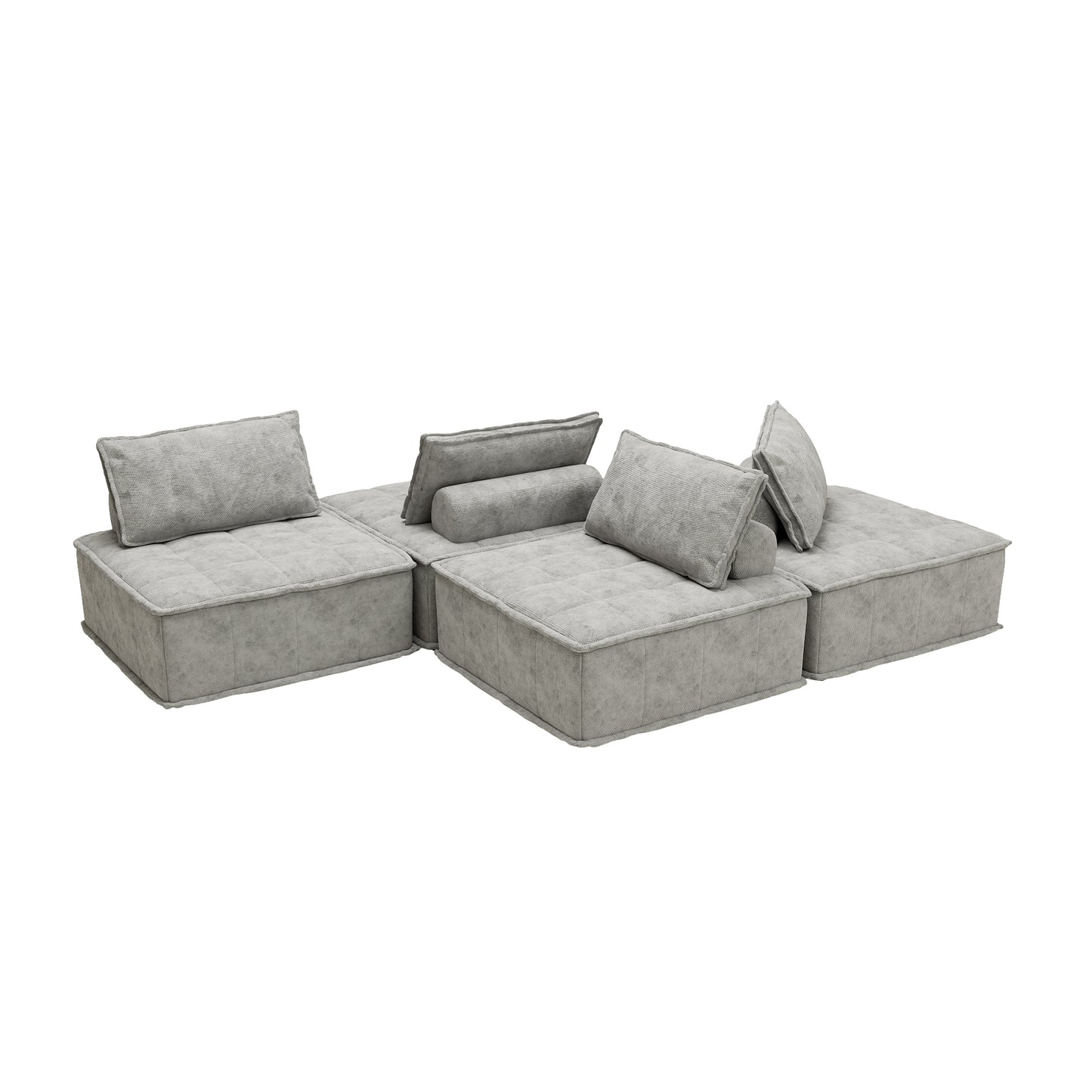 Modular 4-Piece Sofa with Adjustable and Removable Backrests for Ultimate Comfort Oversized sofa chenille light grey sofa