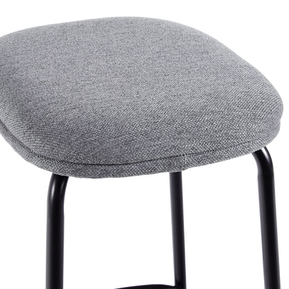 Modern Simple Counter Stool with Upholstered Seat, Set of 2, Charcoal