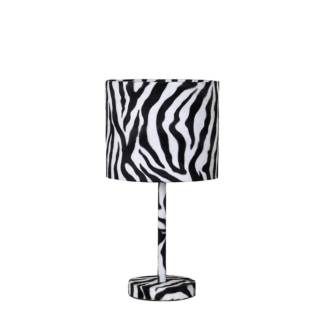 19.25" Faux Suede Zebra Metal Table Lamp