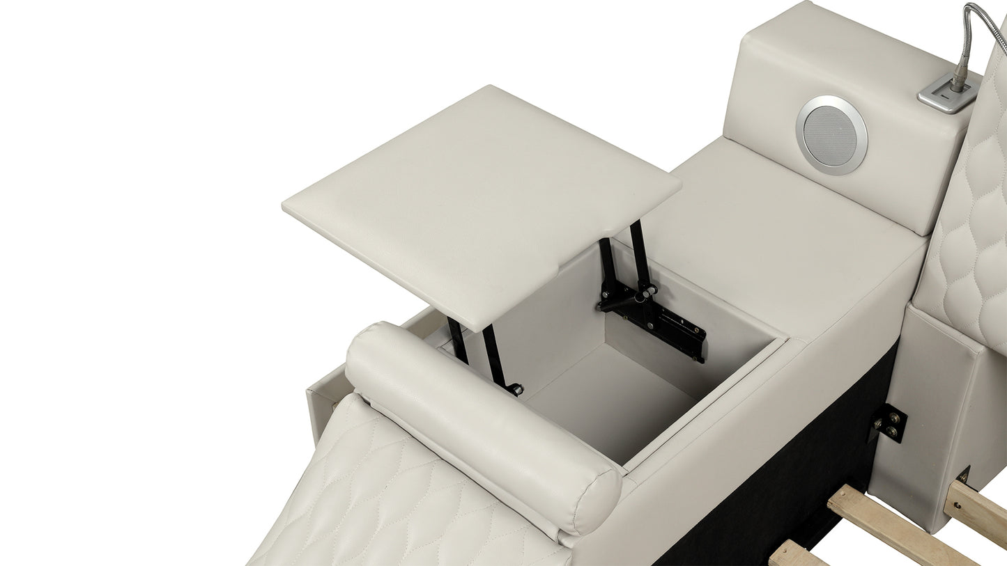 Smart Multifunctional King Size Bed Made with Wood in Beige