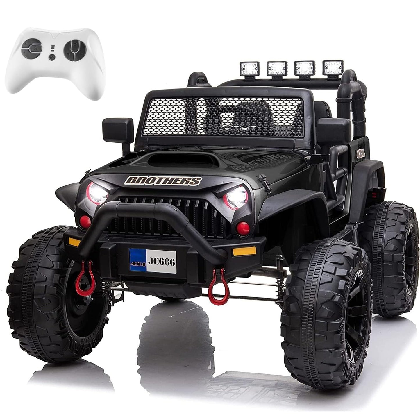 24V Ride on Car Truck with Remote Control, 2 Seater Kids Electric Car, Spring Suspension, 9Ah Battery Powered, 3 Speeds, Double Doors, Music Player
