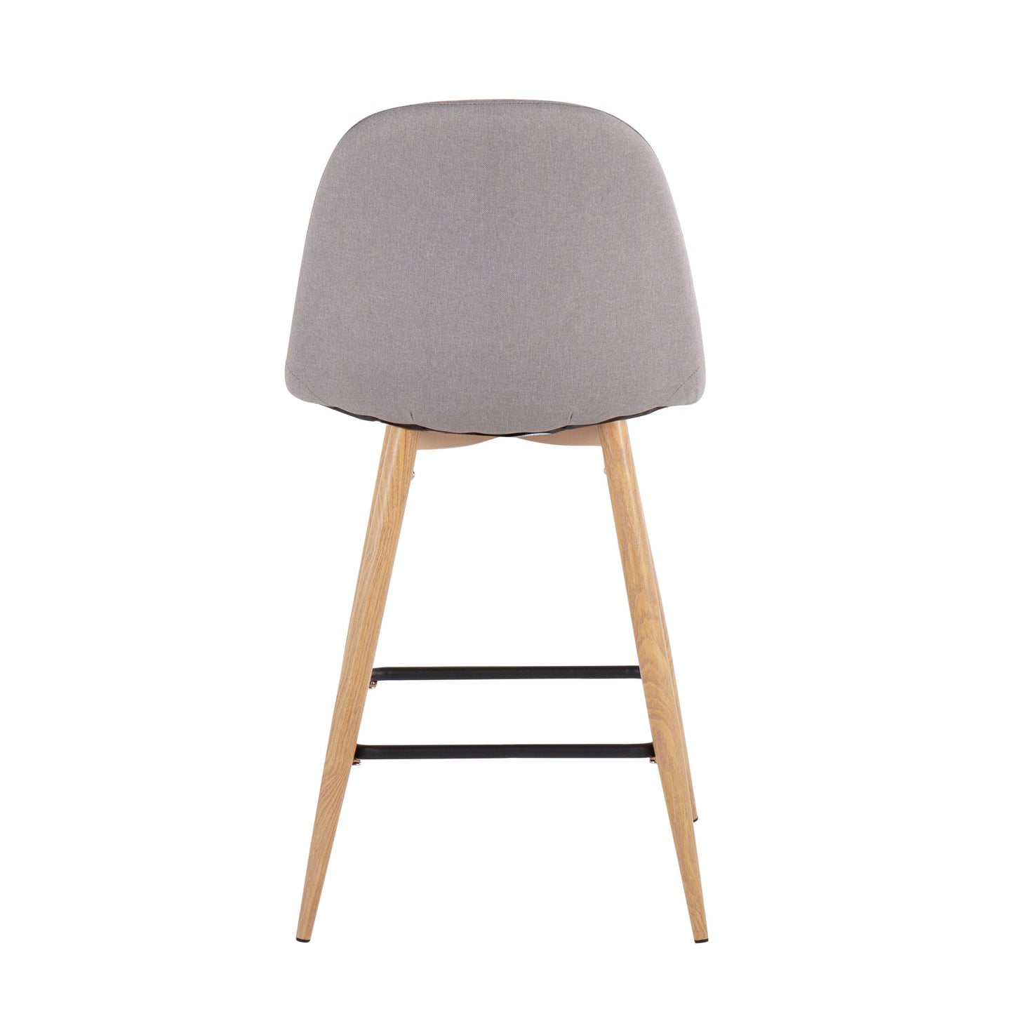 Pebble Mid-Century Modern Counter Stool in Natural Metal and Light Grey Fabric by LumiSource - Set of 2
