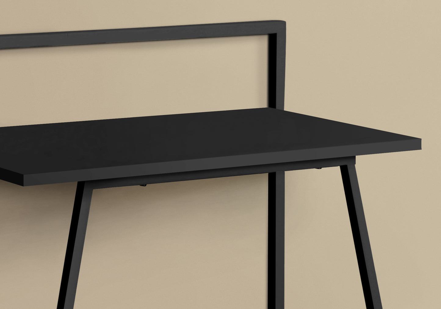 Computer Desk, Home Office, Laptop, 30"l, Work, Black Laminate, Black Metal, Contemporary, Modern