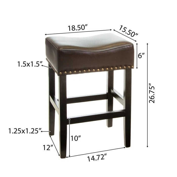 26" Backless Counter Stools, 2-Pcs Set, Brown