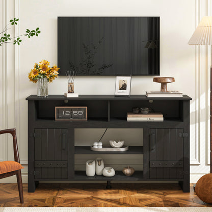 TVstandTVcabinet,media console,storage cabinet,entertainment center,with electronicfireplace and remote control,using the latest infrared heating technology,electronic flame beautiful,safe color:black