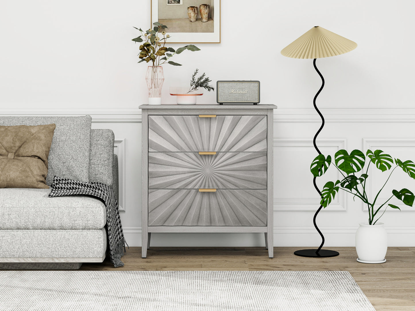 3 Drawer Storage Cabinet,3 Drawer Modern Dresser,  Chest of Drawers Farmhouse for Entryway,Living Room,Bed Room